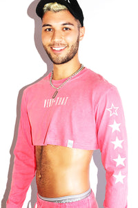 Very That Vintage Long Sleeve Extreme Crop Tee- Red