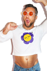 Wake Me Up Next Year Long Sleeve Crop Tee- White
