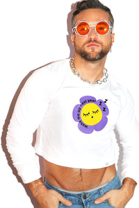 Wake Me Up Next Year Long Sleeve Crop Tee- White