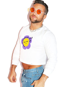 Wake Me Up Next Year Long Sleeve Crop Tee- White