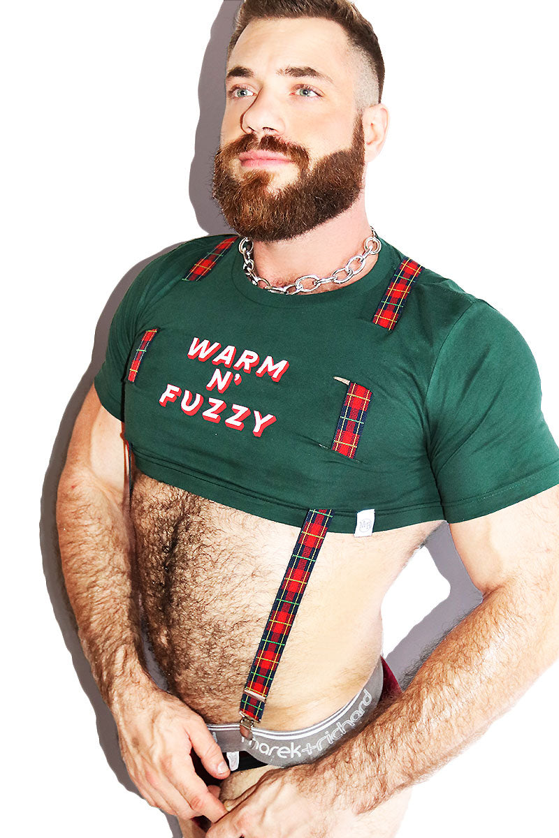 Warm N' Fuzzy Garter Extreme Crop Tee -Green