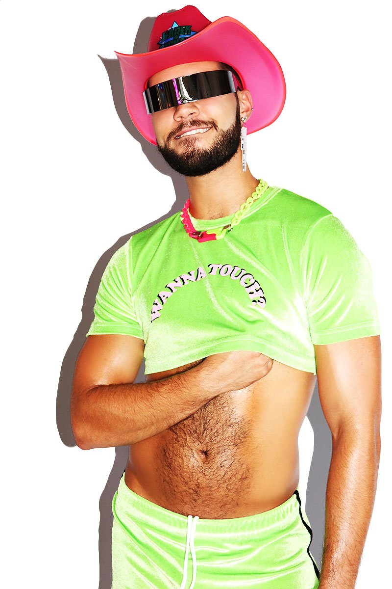 Wanna Touch Velvet Extreme Crop Tee- Neon Green