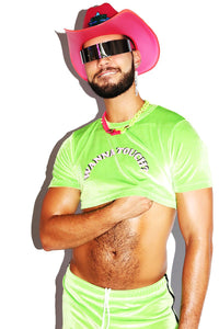 Wanna Touch Velvet Extreme Crop Tee- Neon Green