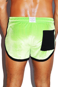 Wanna Touch Velvet Running Shorts-Green