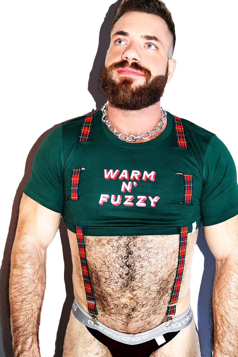 Warm N' Fuzzy Garter Extreme Crop Tee -Green