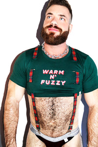 Warm N' Fuzzy Garter Extreme Crop Tee -Green