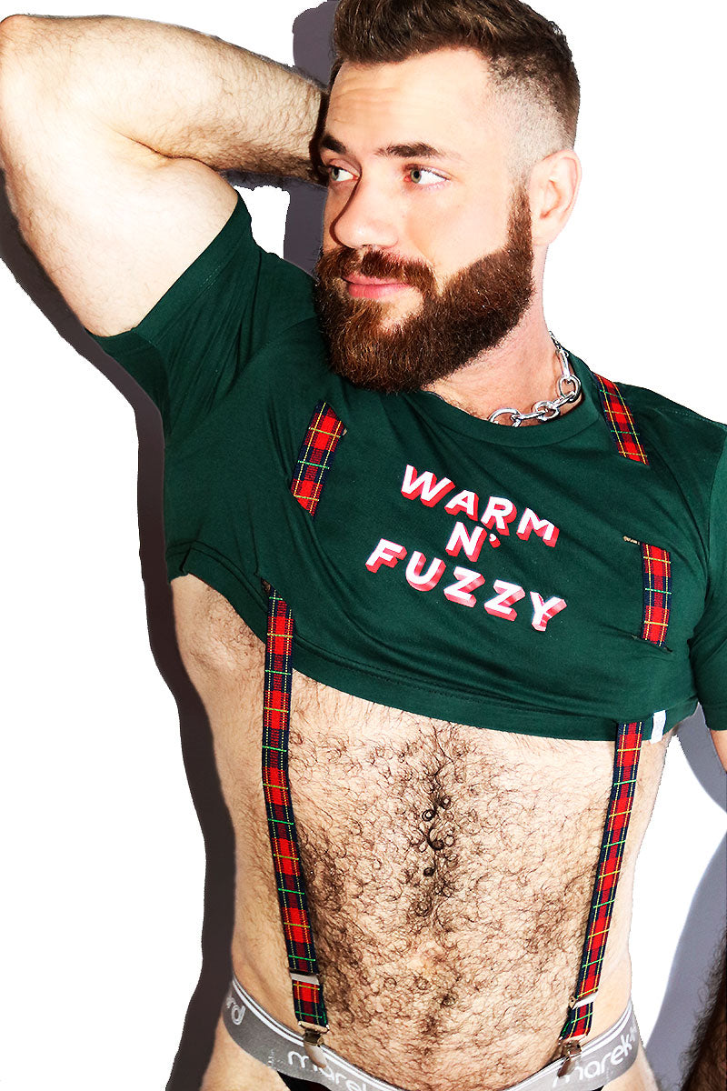 Warm N' Fuzzy Garter Extreme Crop Tee -Green