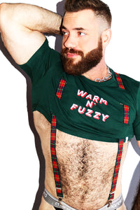 Warm N' Fuzzy Garter Extreme Crop Tee -Green
