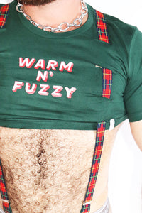Warm N' Fuzzy Garter Extreme Crop Tee -Green