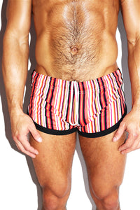 Madrid Stripes Shorty Shorts- Red