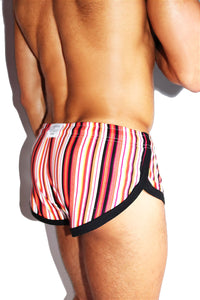 Madrid Stripes Shorty Shorts- Red