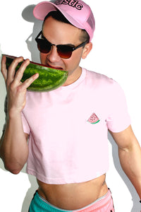 Watermelon Patch Crop Tee-Pink