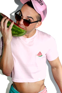 Watermelon Patch Crop Tee-Pink