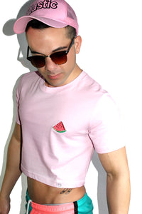 Watermelon Patch Crop Tee-Pink