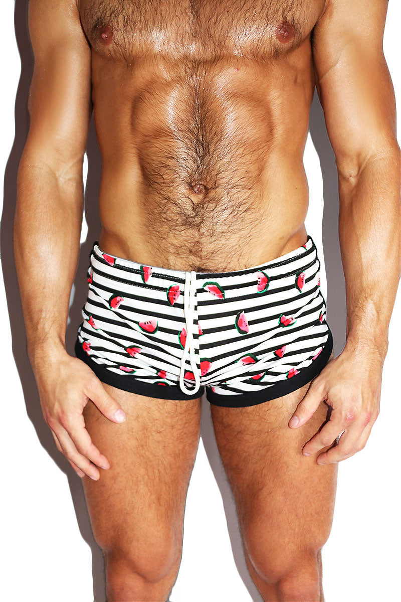 Watermelon Sugar Stripe Shorty Shorts- Black