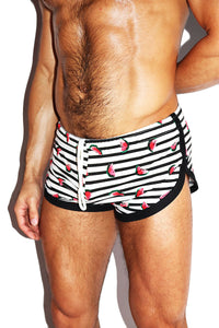 Watermelon Sugar Stripe Shorty Shorts- Black