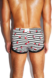 Watermelon Sugar Stripe Shorty Shorts- Black