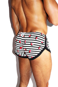 Watermelon Sugar Stripe Shorty Shorts- Black