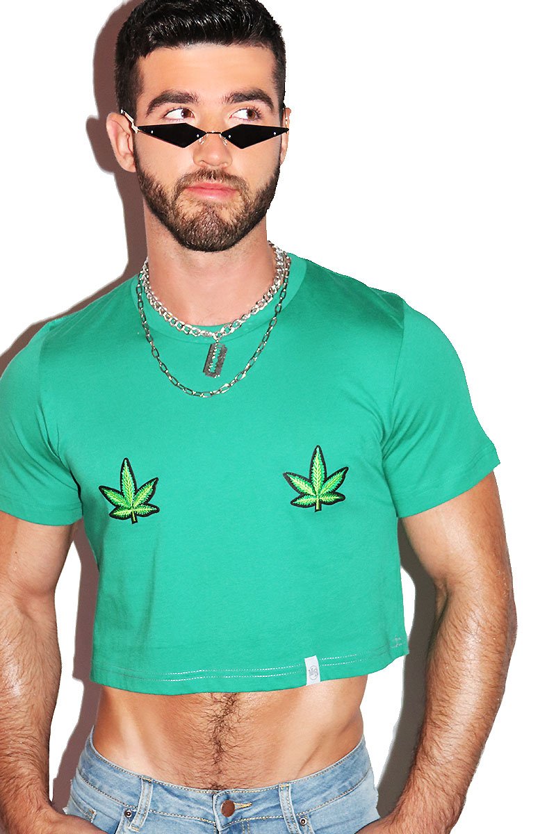 Weed Pasties Crop Tee- Green