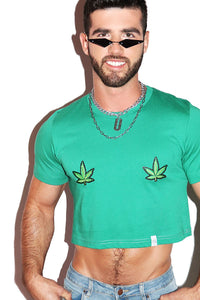 Weed Pasties Crop Tee- Green
