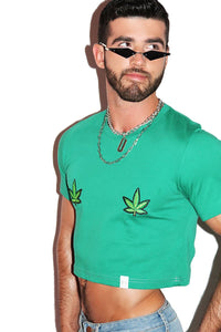 Weed Pasties Crop Tee- Green
