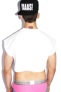 Werq Crop Sleeveless Sweatshirt- White