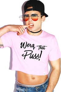 Werq That Puss Crop Tee- Pink