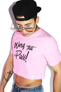 Werq That Puss Crop Tee- Pink