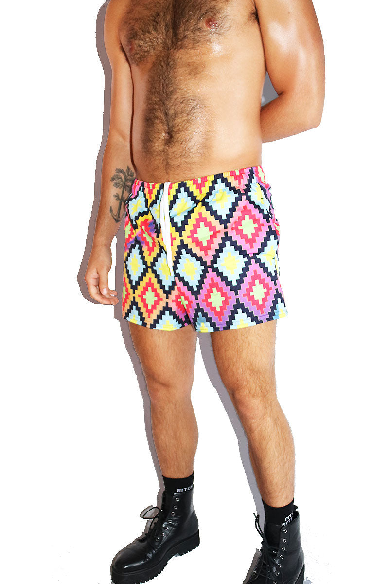 Desert Eye All Over Print Active Shorts- Red