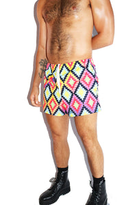 Desert Eye All Over Print Active Shorts- Red