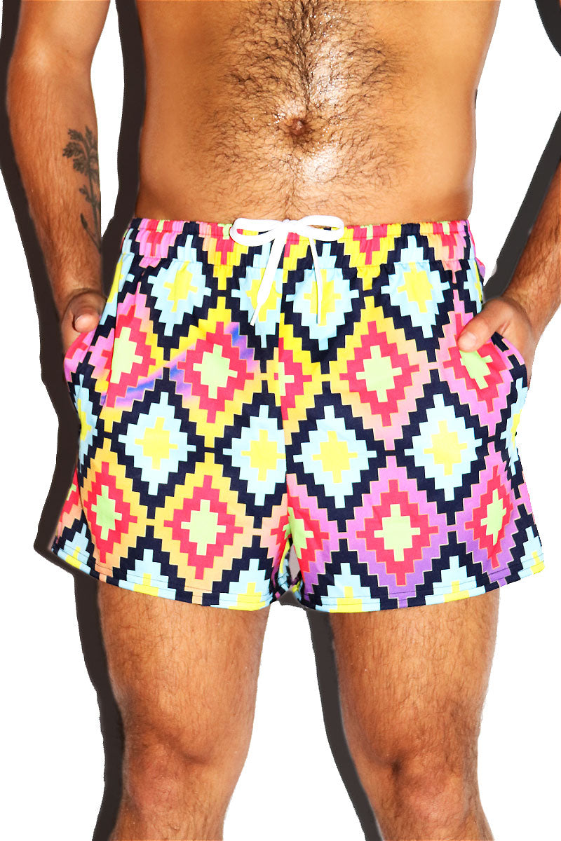 Desert Eye All Over Print Active Shorts- Red