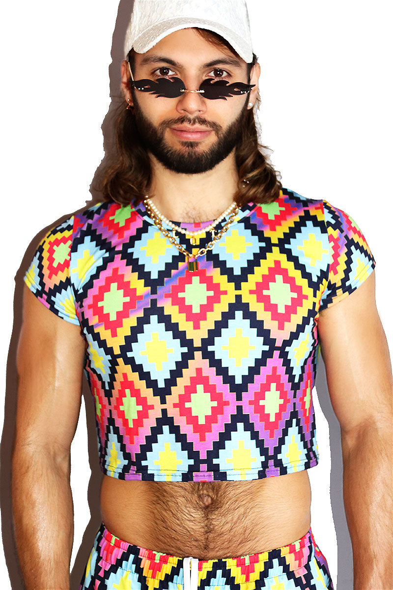 Desert Eye All Over Print Fitted Crop Tee- Red