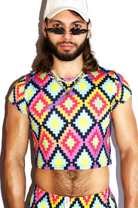 Desert Eye All Over Print Fitted Crop Tee- Red