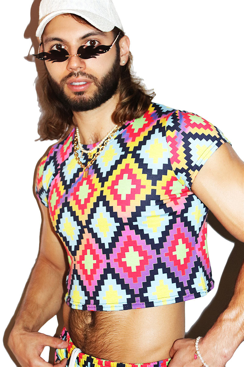 Desert Eye All Over Print Fitted Crop Tee- Red