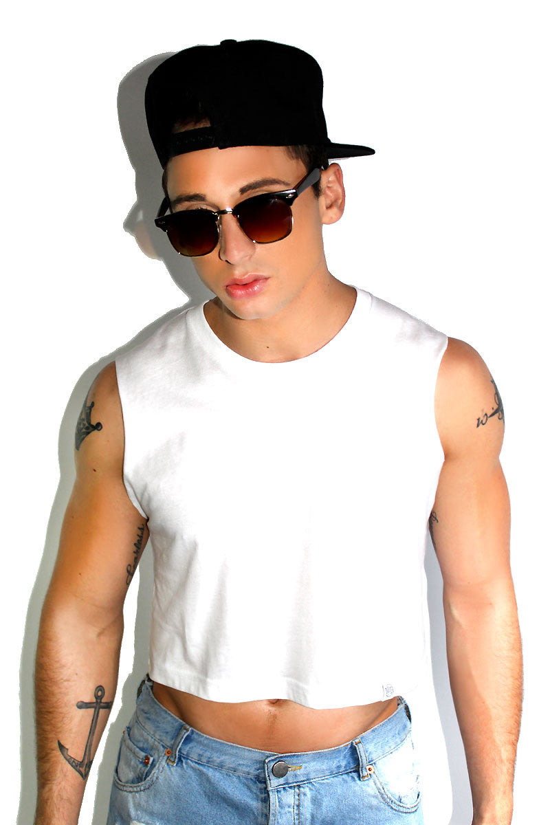 Core Crop Tank-White