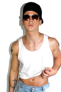 Core Crop Racerback Tank- White