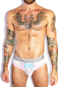 Peep Show Lace Brief-White