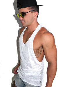 Core String Tank Burnout-White