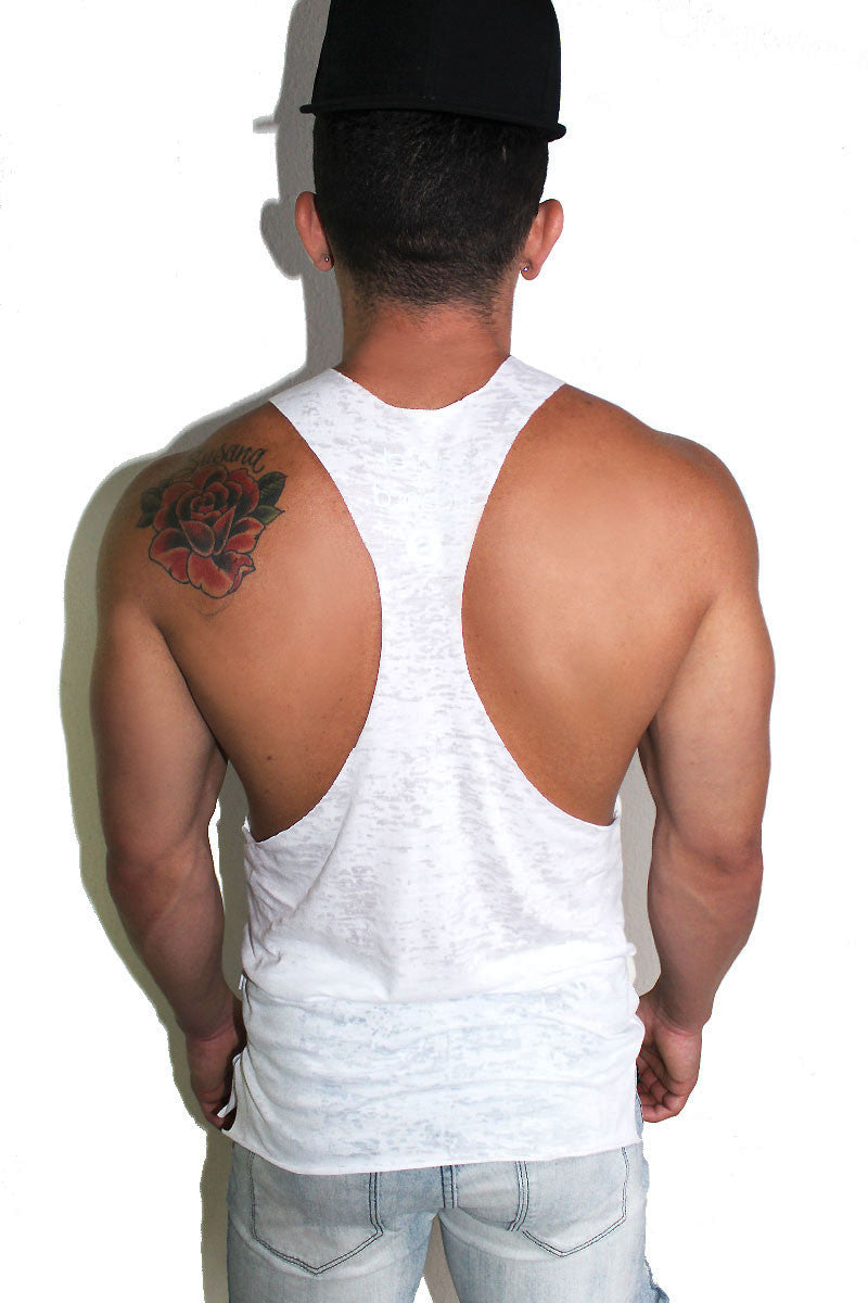Core String Tank Burnout-White