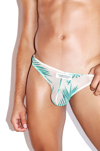 Palms Mesh Thong- Coral