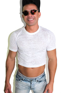 Core Crop Tee Burnout- White