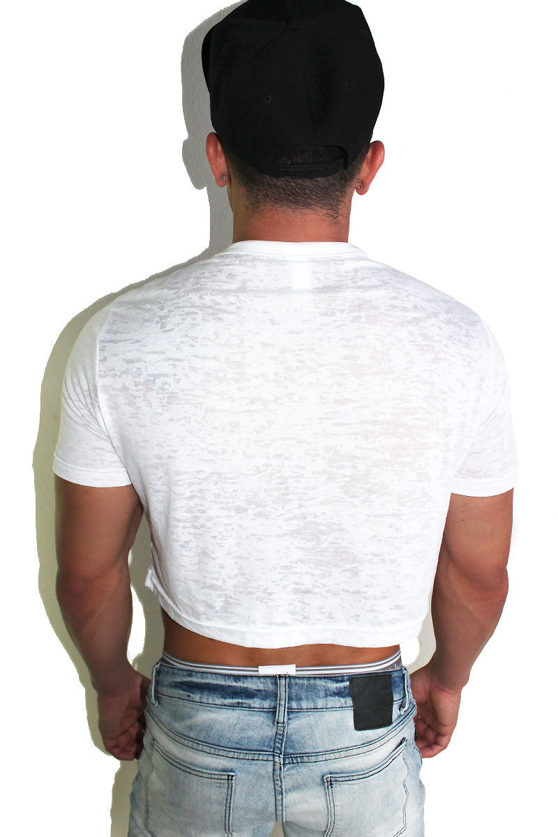 Core Crop Tee Burnout- White