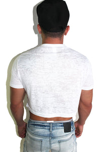 Core Crop Tee Burnout- White