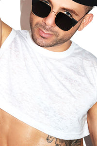 Core Extreme Crop Tank Burnout-White