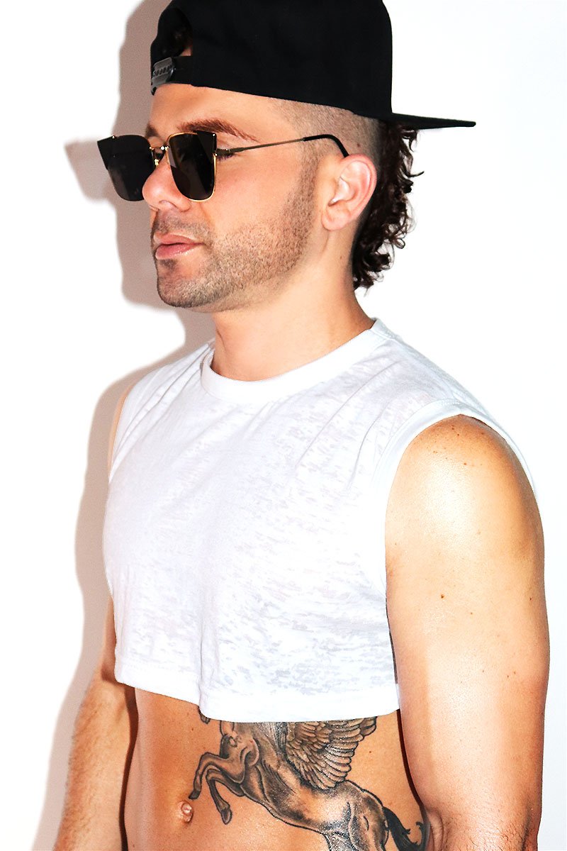 Core Extreme Crop Tank Burnout-White