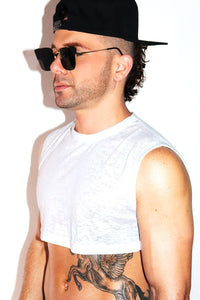 Core Extreme Crop Tank Burnout-White