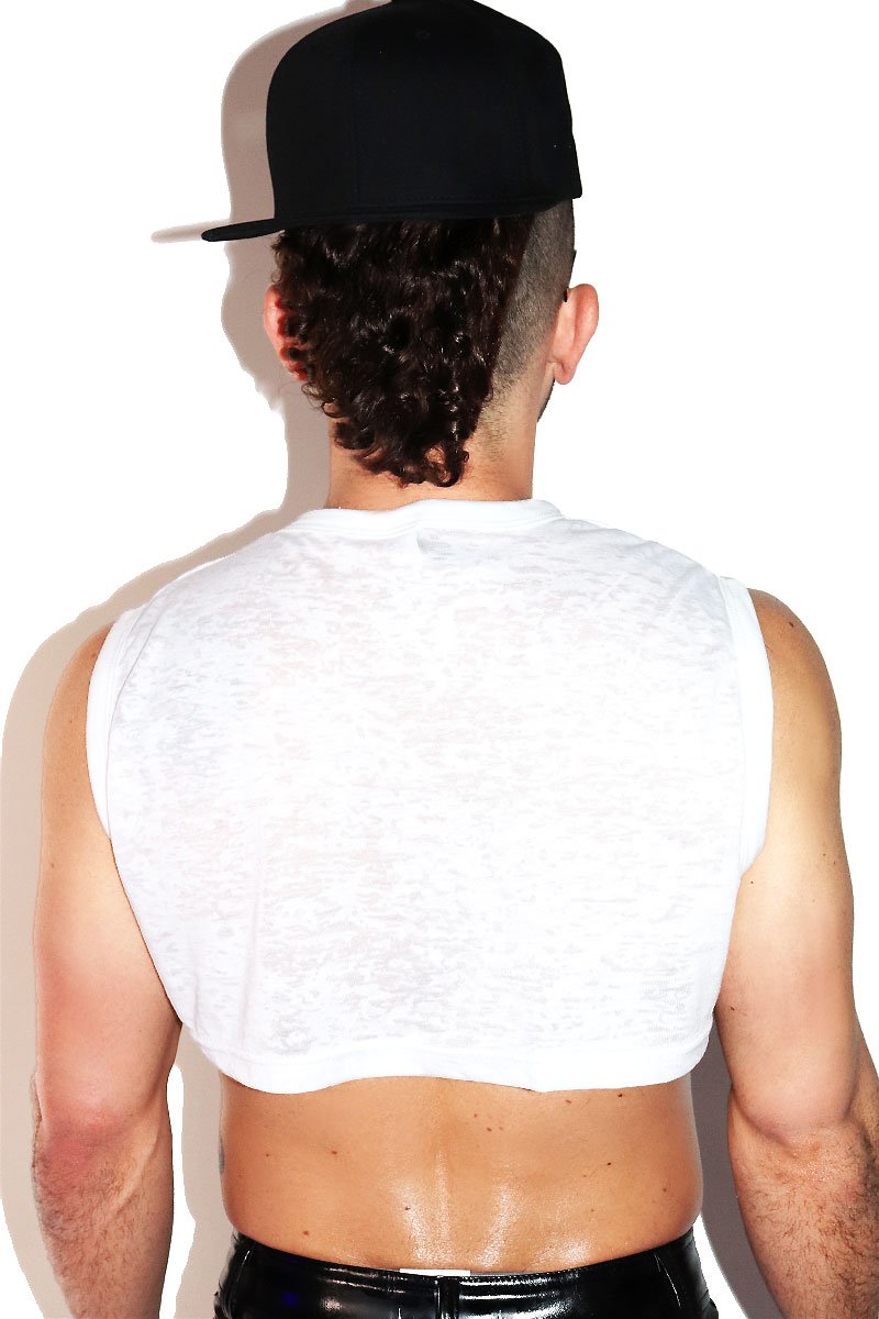 Core Extreme Crop Tank Burnout-White