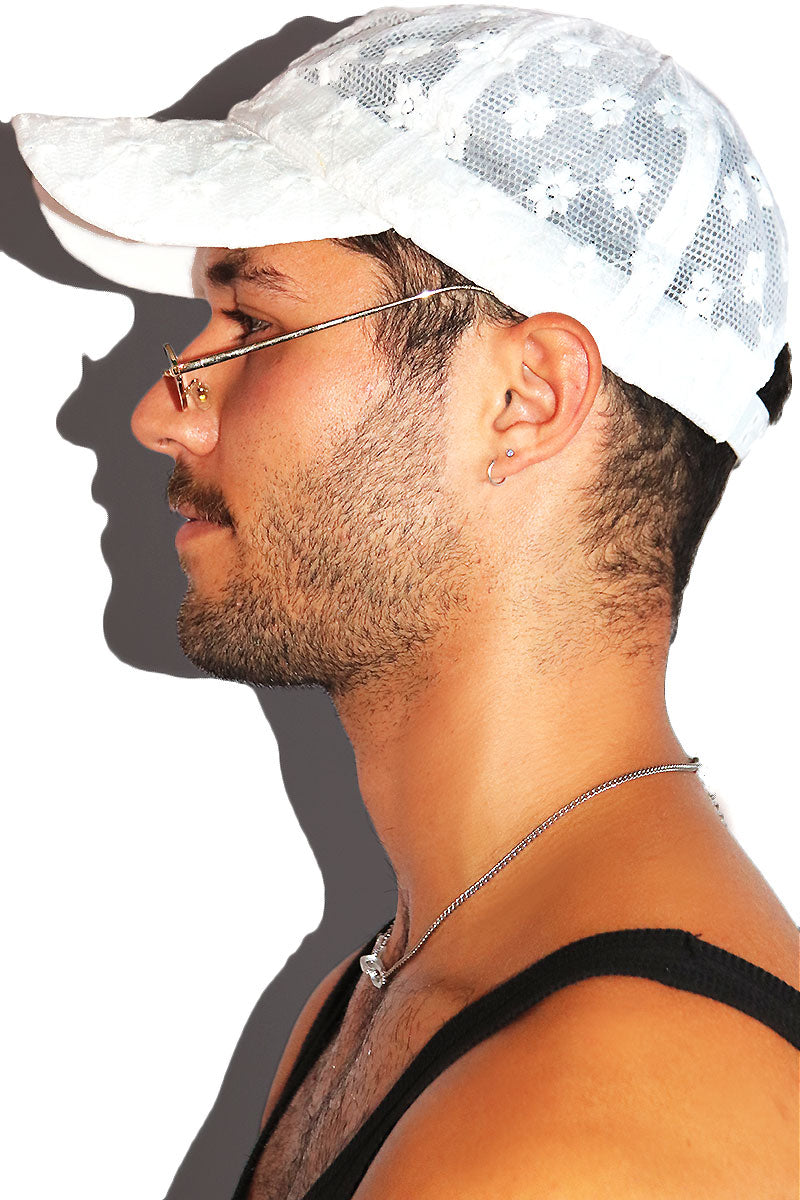 Summer Flowers Lace Dad Hat -White