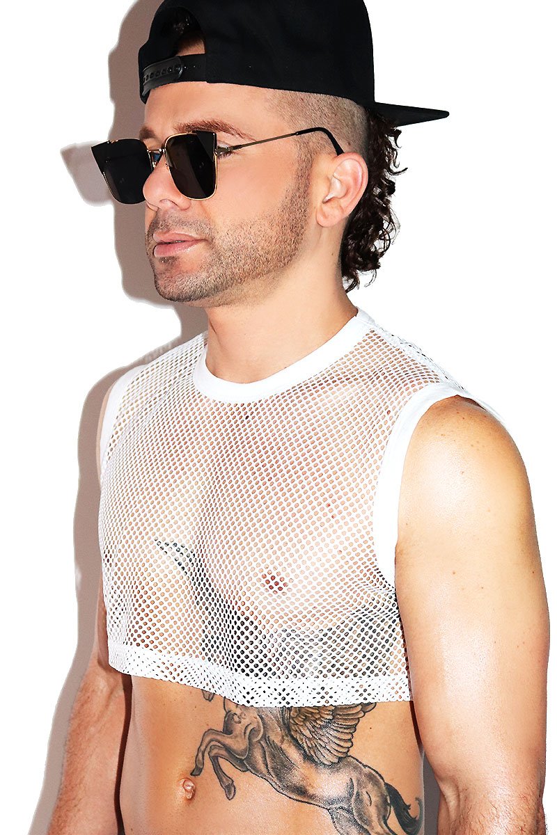 Core Extreme Mesh Crop Tank-White