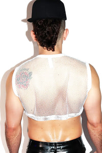 Core Extreme Mesh Crop Tank-White